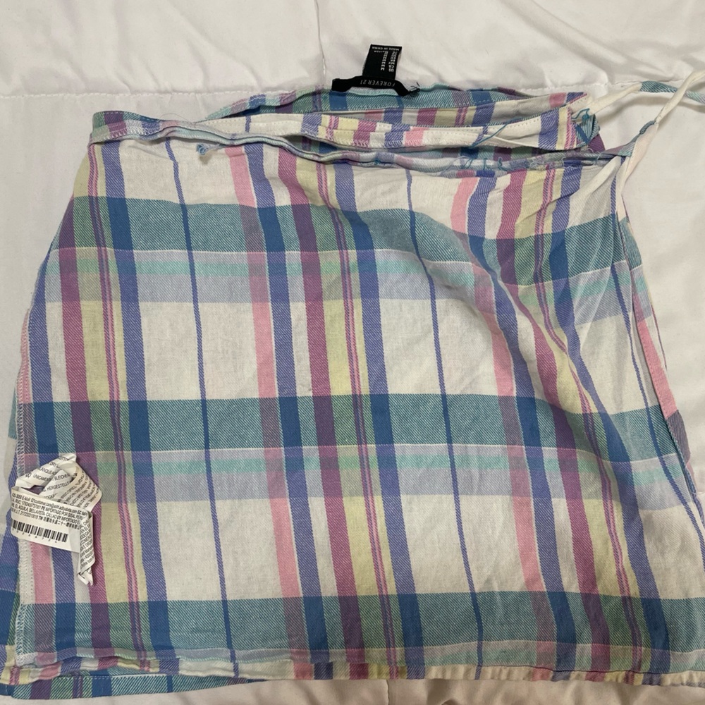Wrap plaid skirt